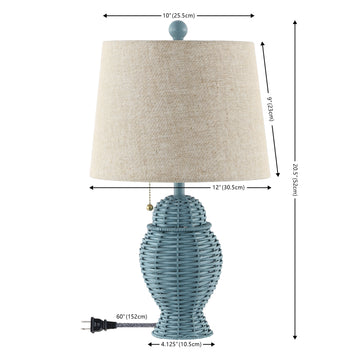 Margie Wicker 20.5" Bohemian Rustic Iron LED Table Lamp - JONATHAN Y